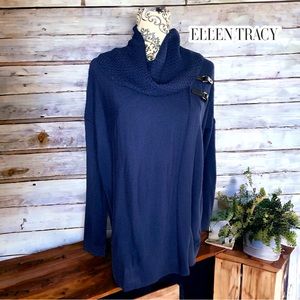 ELLEN TRACY Women’s Merino Wool Buckle Turtleneck- Medium